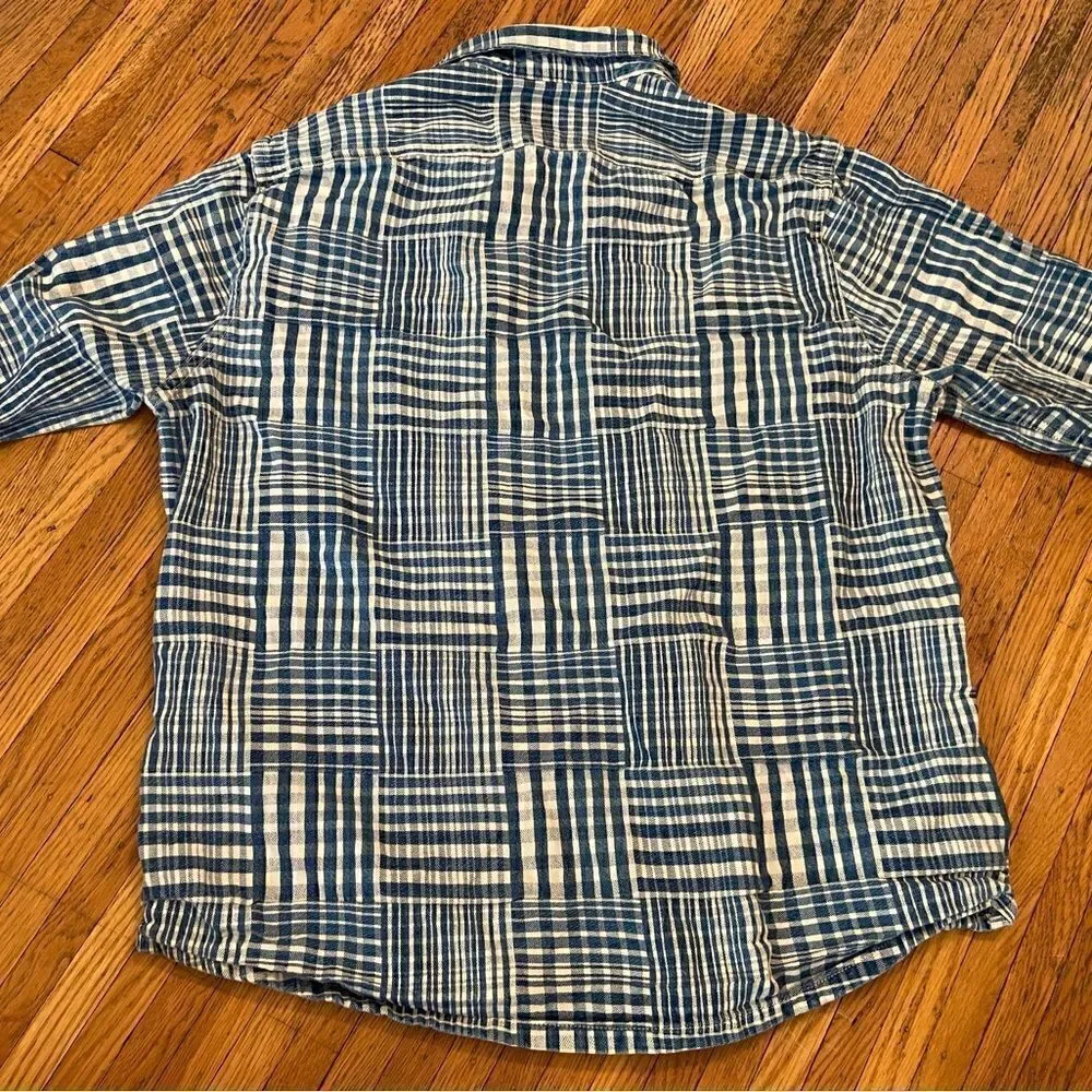 J. Crew Trademark blue/white flannel